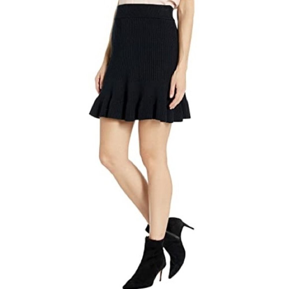 Free People Solid Gold Ribbed Stretchy Mini Skirt